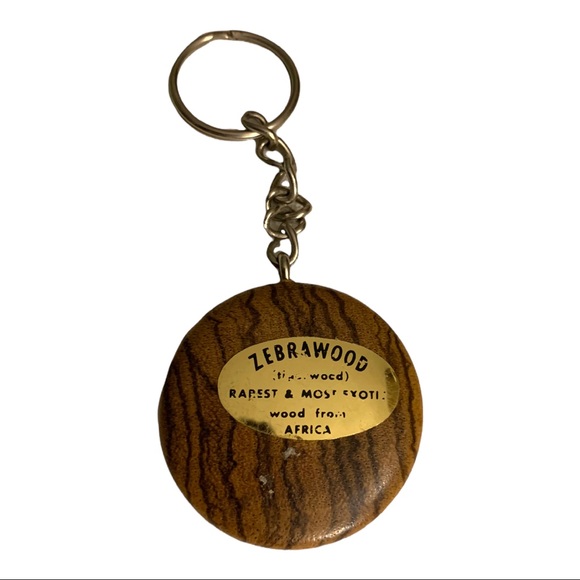 Mercury Cougar African Rare Zebra-wood Keychain Key Ring - Picture 5 of 6